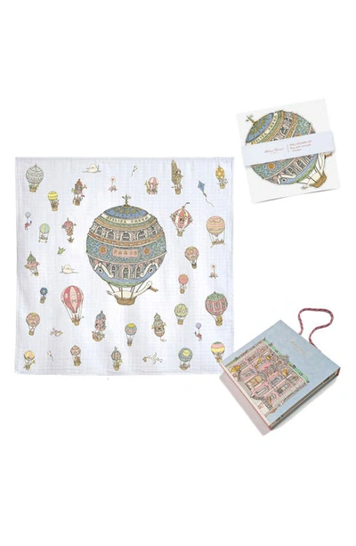Atelier Choux Hot Air Balloons Swaddle & Sticker Set In Multi