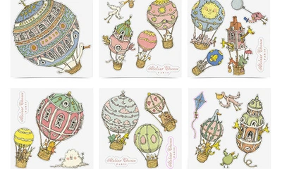Shop Atelier Choux Hot Air Balloons Swaddle & Sticker Set In Multi
