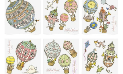Atelier Choux Hot Air Balloons Swaddle & Sticker Set In Multi