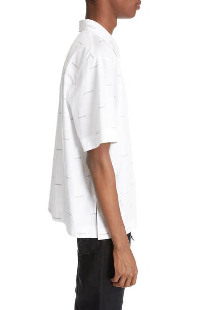 Shop Givenchy Boxy Logo Print Zip Shirt In White