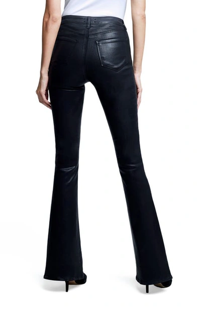 L Agence Marty Coated High Waist Flare Leg Jeans In Noir Coated