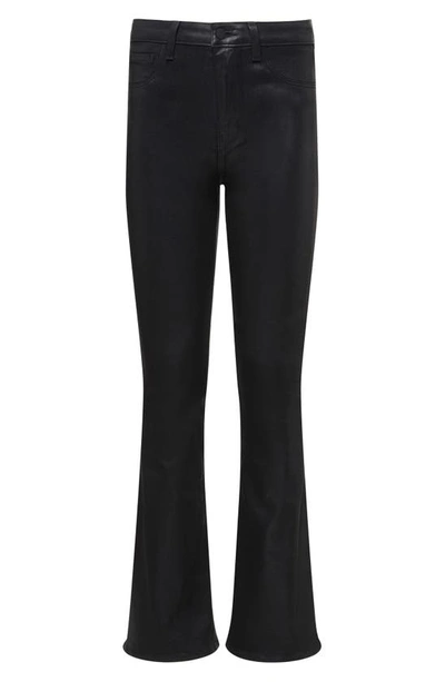 L Agence Marty Coated High Waist Flare Leg Jeans In Noir Coated