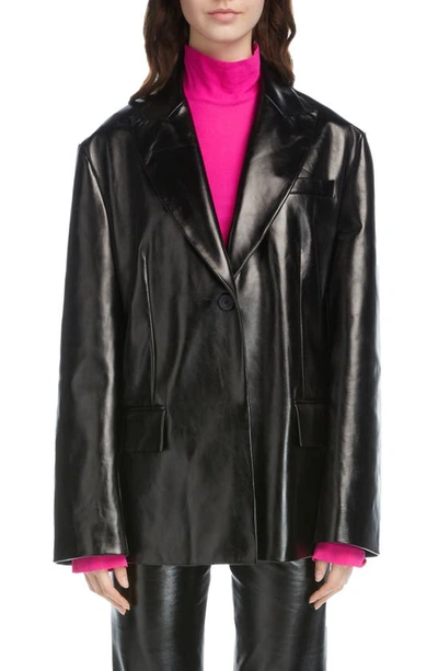 Shop Acne Studios Lepage Leather Suit Jacket In Black