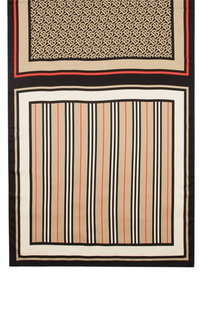 Shop Burberry Monogram, Icon Stripe & Check Print Silk Scarf In Archive Beige