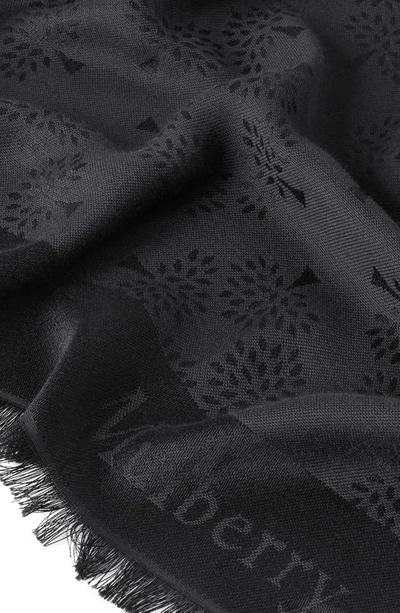 Shop Mulberry Tree Jacquard Silk & Organic Cotton Scarf In Black