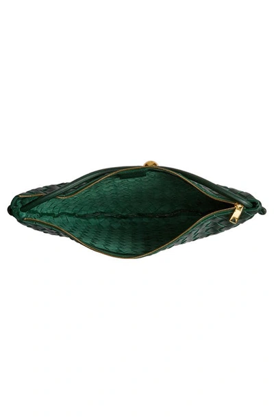Bottega Veneta Medium Half Moon Woven Top Handle Bag In Raintree-gold