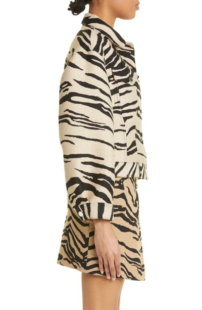 Shop Stella Mccartney Tiger Stripe Jacquard Jacket In 9907 - Raffia