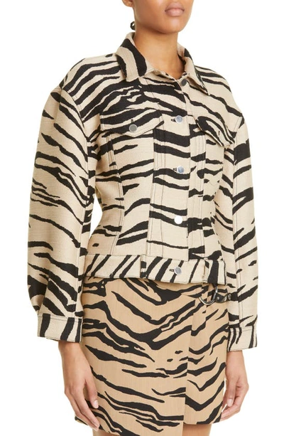 Shop Stella Mccartney Tiger Stripe Jacquard Jacket In 9907 - Raffia
