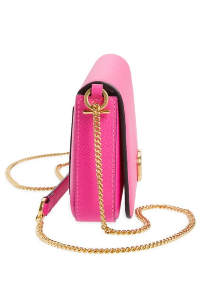 Shop Valentino Vlogo Leather Crossbody Pouch Bag In Uwt Pink Pp