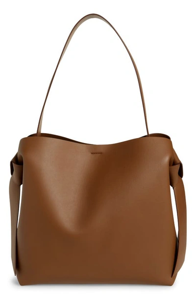 Shop Acne Studios Midi Musubi Leather Bag In Camel Brown