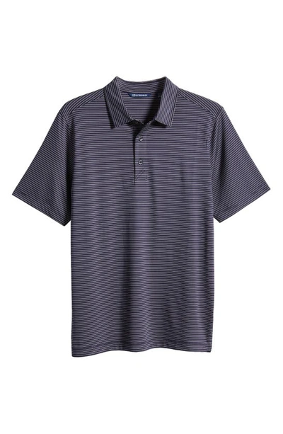 Shop Cutter & Buck Forge Drytec Pencil Stripe Performance Polo In Liberty Navy