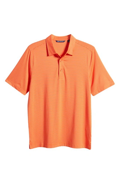 Cutter & Buck Forge Drytec Pencil Stripe Performance Polo In College Orange