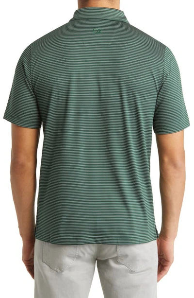 Shop Cutter & Buck Forge Drytec Pencil Stripe Performance Polo In Hunter