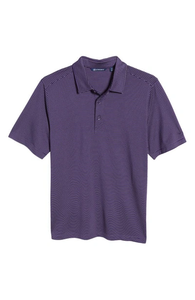 Cutter & Buck Forge Drytec Pencil Stripe Performance Polo In College Purple