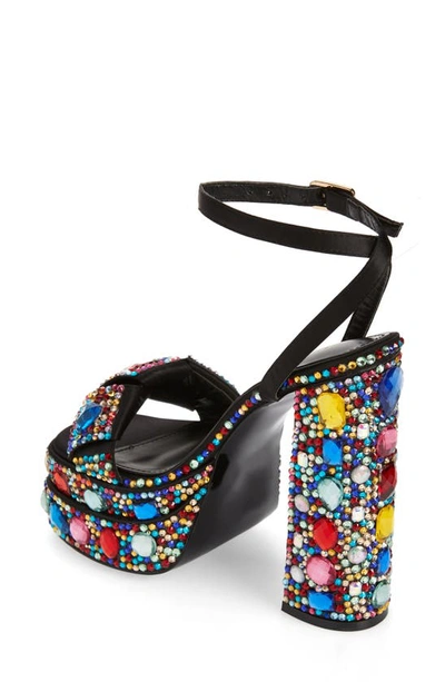 Shop Azalea Wang Janette Ankle Strap Crystal Platform Sandal In Black Multi