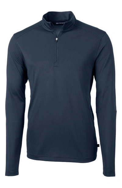 Cutter & Buck Virtue Half Zip Stretch Recycled Polyester Sweatshirt In Navy Blue