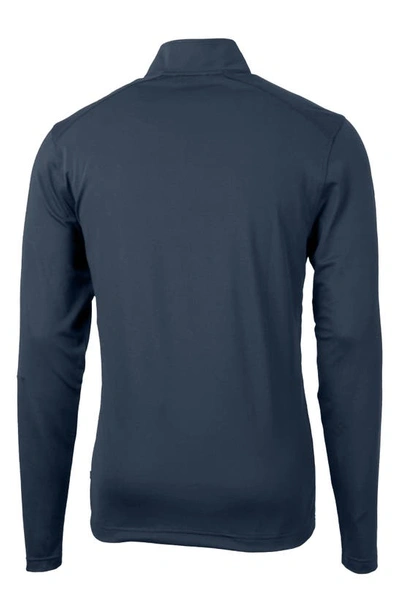Cutter & Buck Virtue Half Zip Stretch Recycled Polyester Sweatshirt In Navy Blue