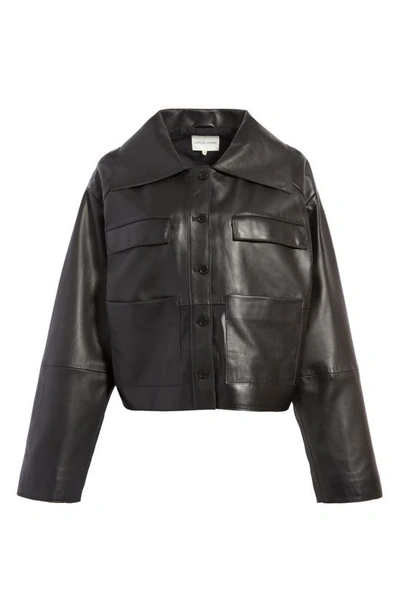 Sulat Cropped Leather Jacket In Black