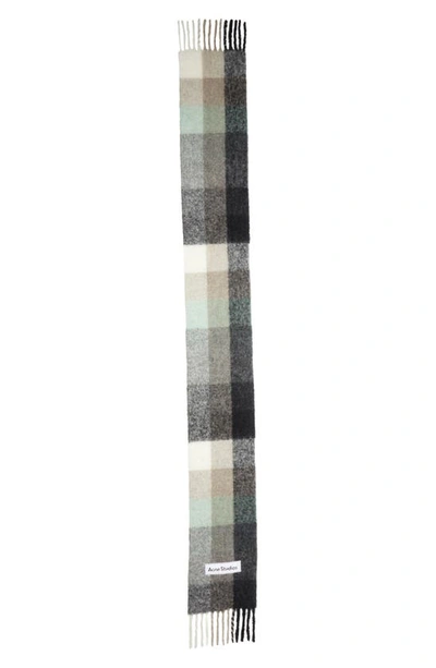 Shop Acne Studios Vally Plaid Alpaca, Wool & Mohair Blend Scarf In Green/ Grey/ Black