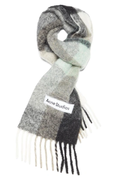 Acne Studios Vally Plaid Alpaca, Wool & Mohair Blend Scarf In Green/ Grey/ Black