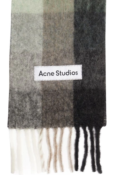Acne Studios Vally Plaid Alpaca, Wool & Mohair Blend Scarf In Green/ Grey/ Black