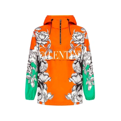 Shop Valentino Windbreaker Jacket In Orange