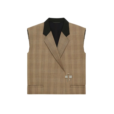 Shop Givenchy Wool Sleeveless Blazer In Brown