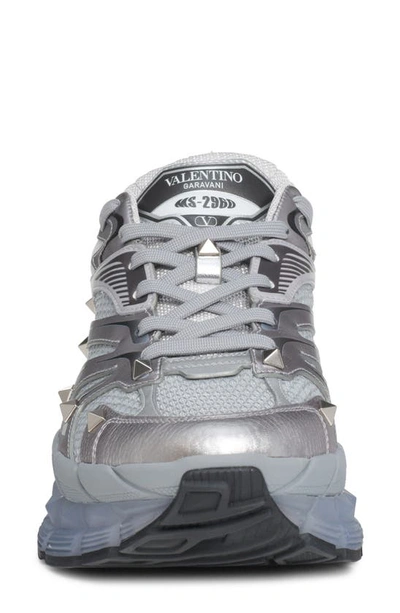 Shop Valentino Chunky Sneaker In Silver/ Alluminio/ Graphite