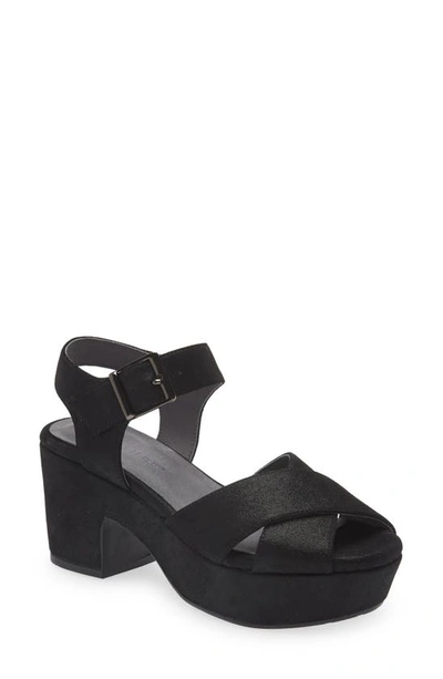 Shop Chocolat Blu Ginny Ankle Strap Platform Sandal In Black Shimmer