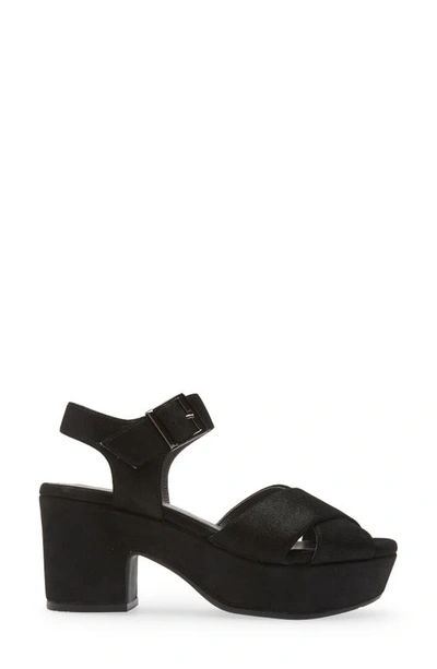Chocolat Blu Ginny Ankle Strap Platform Sandal In Black Shimmer
