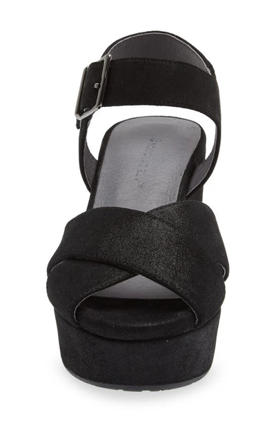 Chocolat Blu Ginny Ankle Strap Platform Sandal In Black Shimmer