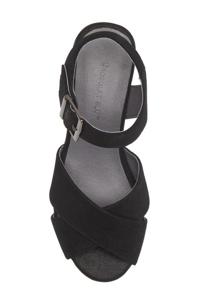 Chocolat Blu Ginny Ankle Strap Platform Sandal In Black Shimmer