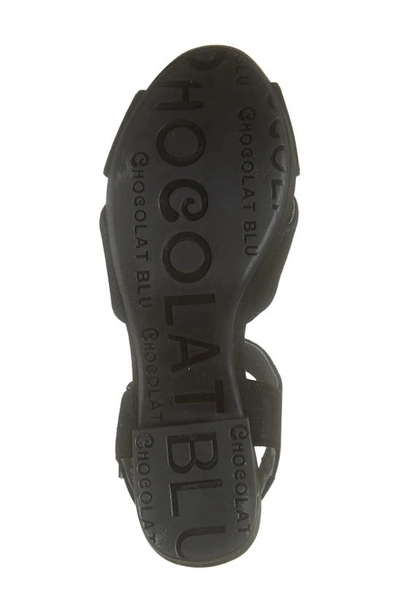 Chocolat Blu Ginny Ankle Strap Platform Sandal In Black Shimmer
