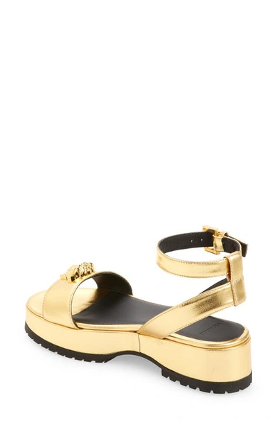 Shop Versace Kids' Medusa Quarter Strap Platform Sandal In  Gold