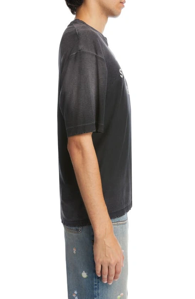 Acne Studios Men Crew Neck T-shirt With Print In Faded Black