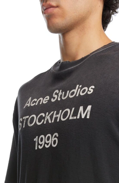 Acne Studios Men Crew Neck T-shirt With Print In Faded Black