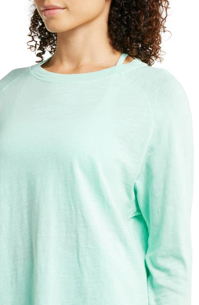 Shop Zella Relaxed Long Sleeve Slub Jersey T-shirt In Green Sherbet