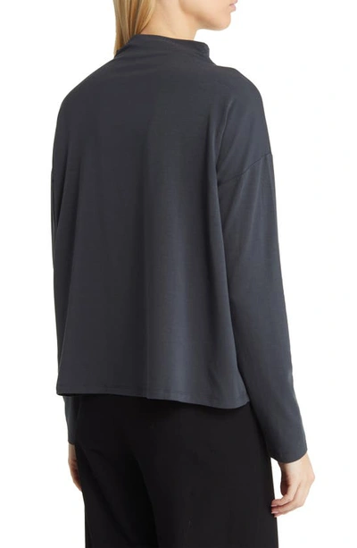 Shop Eileen Fisher Funnel Neck Long Sleeve Boxy Top In Graphite
