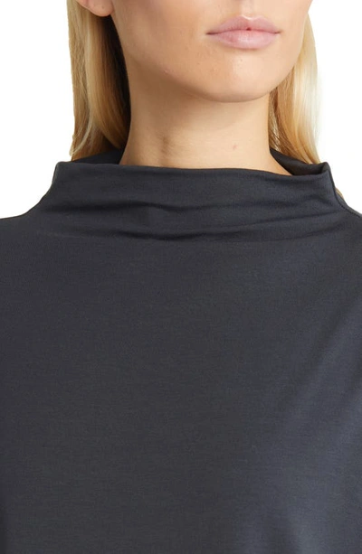 Shop Eileen Fisher Funnel Neck Long Sleeve Boxy Top In Graphite