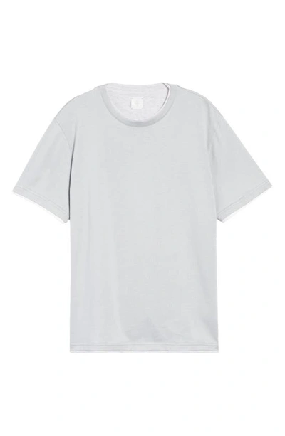 Shop Eleventy Crewneck Giza Egyptian Cotton T-shirt In Denim - Light Gray - White