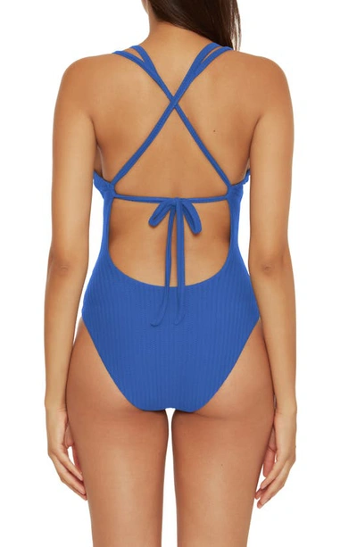 Shop Becca Line N Sand Cutout One-piece Swimsuit In Blue Jay