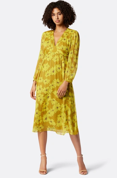 Shop Joie Kaz Midi Silk Dress In Yellow