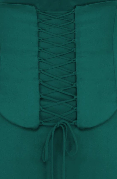 House Of Cb Soraya Lace Trim Satin Minidress With Detachable Corset In Pine