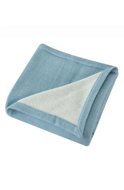 Melange Self Hem Merino Wool Blanket In Blue