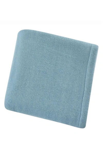 Melange Self Hem Merino Wool Blanket In Blue