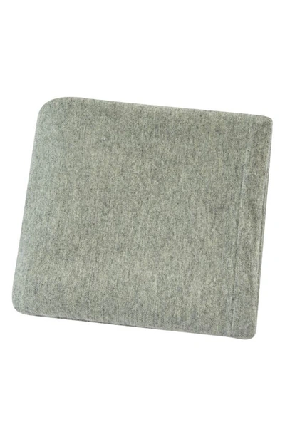 Melange Self Hem Merino Wool Blanket In Grey