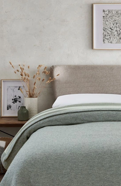 Melange Self Hem Merino Wool Blanket In Grey