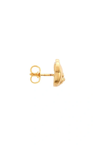 Shop Moschino Bijoux Bear Stud Earrings In Shiny Gold