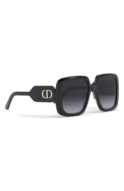 Shop Dior 'bobby S2u 55mm Gradient Square Sunglasses In Shiny Black / Smoke