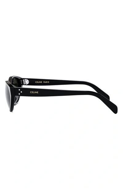 Shop Celine 57mm Cat Eye Sunglasses In Shiny Black / Smoke